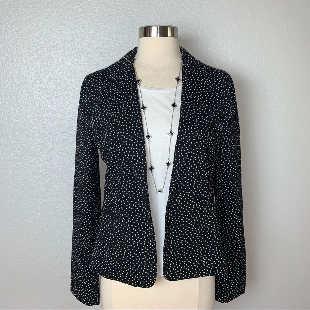 Love Tree Blazer Jacket Women’s Size M Black/Polka Dot Lined